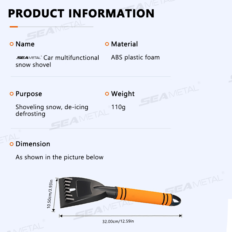 SEAMETAL Car Windshield Ice Scraper Portable Snow Shovel Ice Breaker Scratch-Free Winter Snow Remover Car Ice Cleaning Care Tool