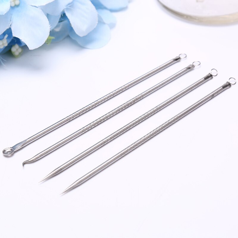 Set van 4/5 stuks mee-eter comedonen acne puistjes mee-eter verwijderaar gereedschap naalden gezicht poriën reiniger lepel voor gezichtshuidverzorging gereedschap