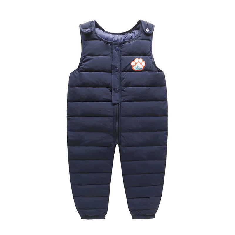 Bebis pojkar dunbyxor barn dunbyxor för småbarn spädbarn flickor overaller jumpsuit kläder barnbyxor lätta vinterbyxor: Marin / 18m