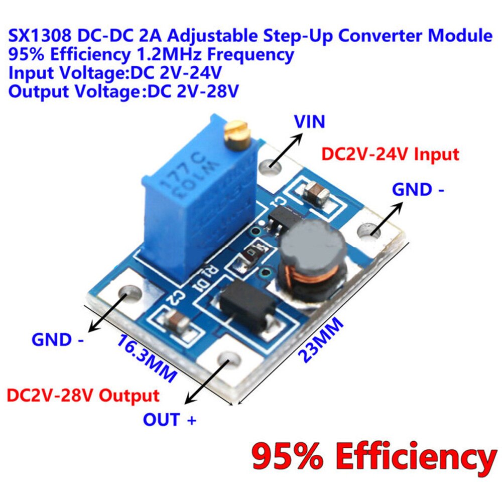 Replacement Adjustable Step-Up Voltage Converter Module DCDC 2V~24V To 2V~28V
