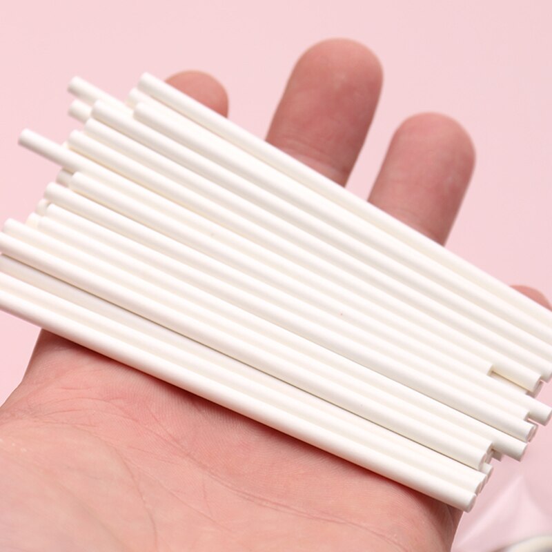 100pcs Multiple Sizes Solid Core White Paper Lollipop Sticks Chocolate Candy Pop Sucker Sticks DIY Lollypop Baking Accessories