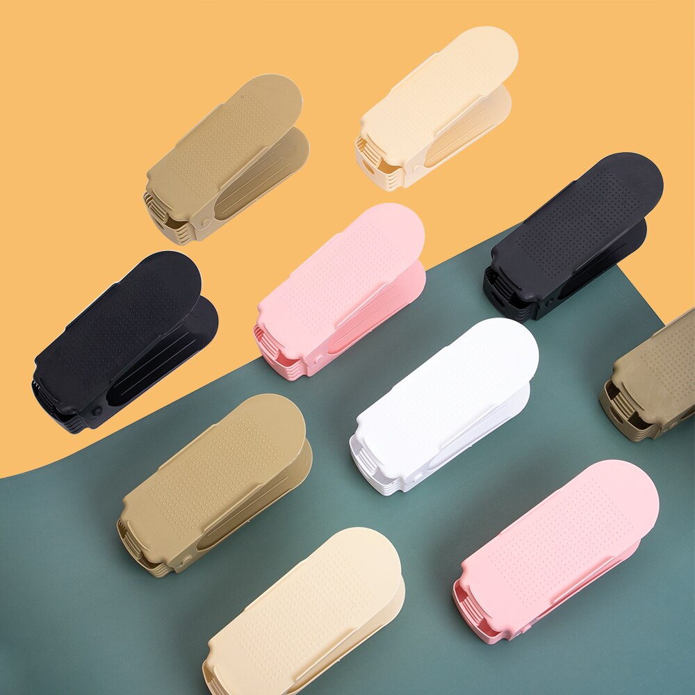 10pc Double Layer Adjustable Shoe Rack Organizer ShoeBox Footwear Support Slot Save Space Closet Shoes Storage Rack Stand Shelf