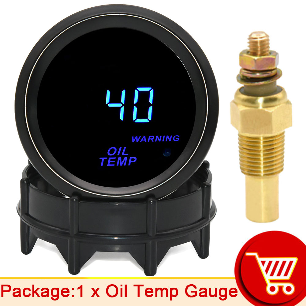 Auto Digital Manometer 52mm Turbo Schub PSI Bar Öl Druck Öl Wasser Temp Messgerät Voltmeter Tachometer RPM Meter Mit warnung Licht: Öl temp Messgerät