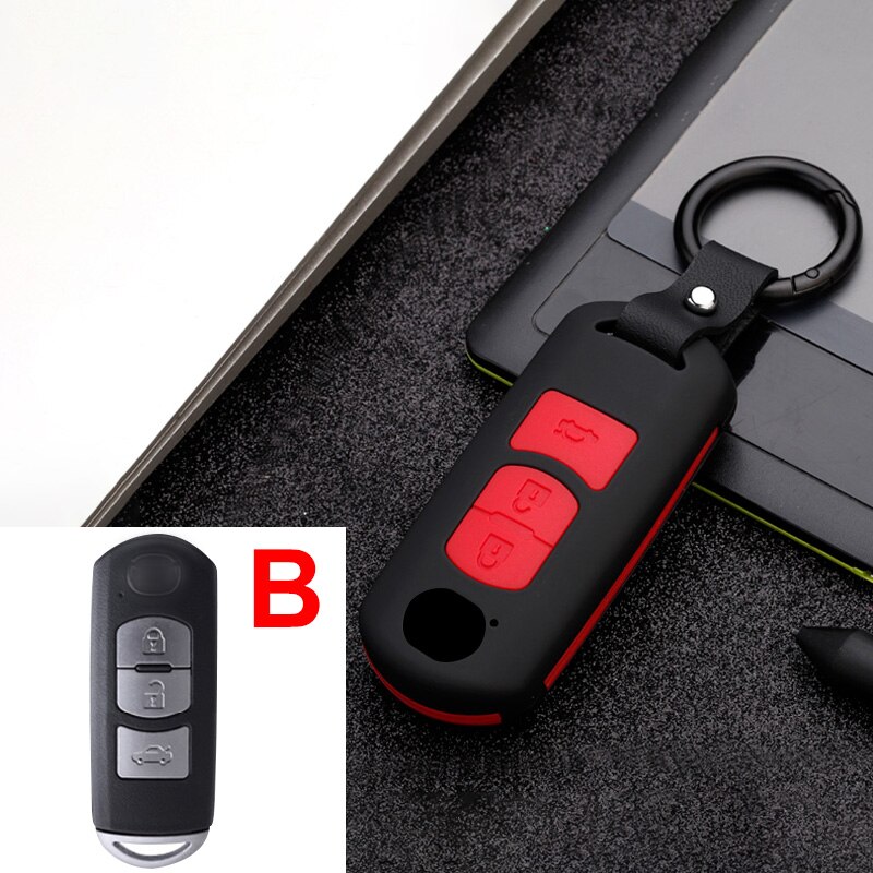 ABS+Silicone Car Remote Key Case Fob Cover For Mazda 2 3 6 Atenza Axela CX-3 CX3 CX-5 CX5 CX 5 CX7 CX8 CX9 MX5: B Black
