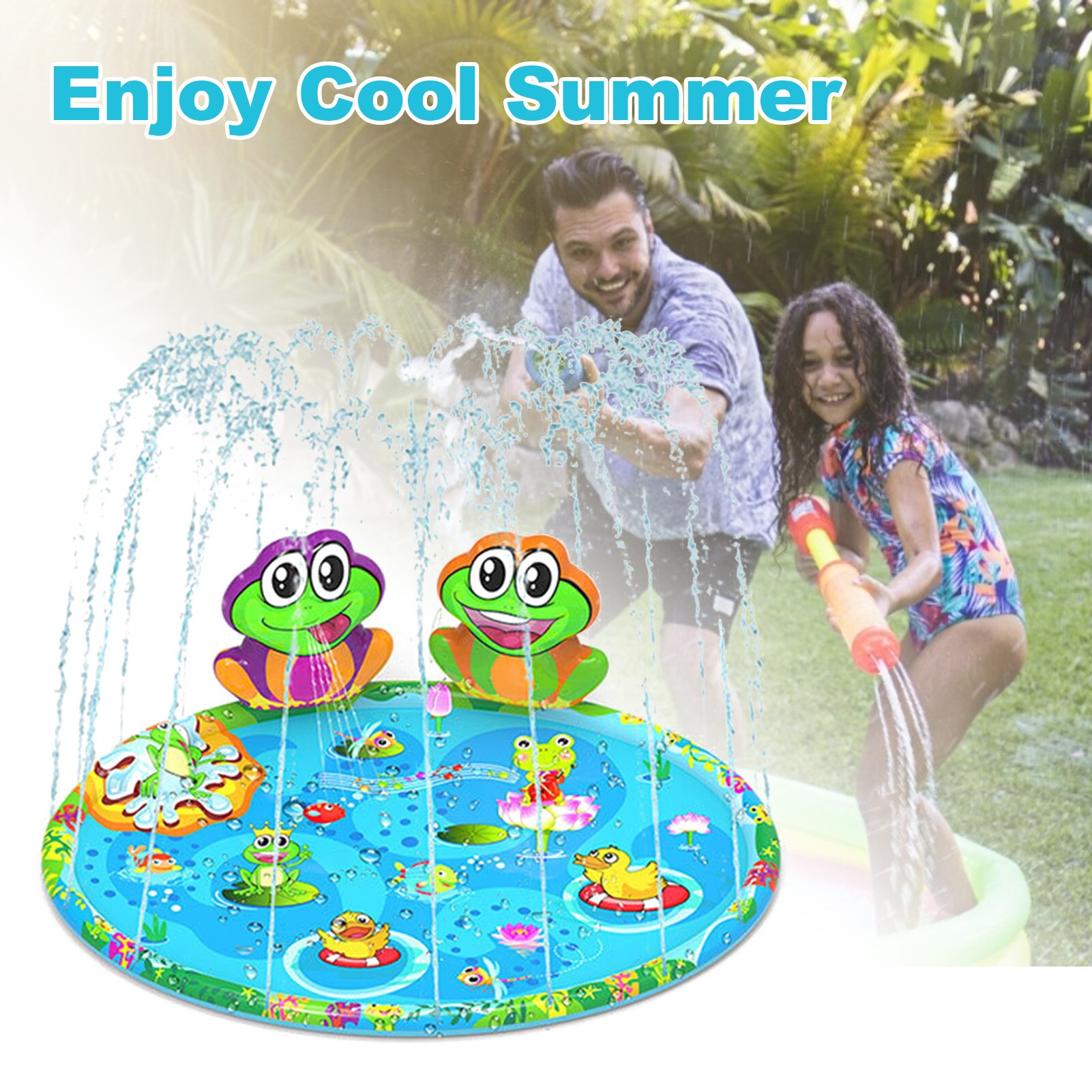 Summer Outdoor Garden Play Game Pad Mat Frog Splash Mat Water Spray Outdoor Lawn Children Water Toy Sprinkler Pad