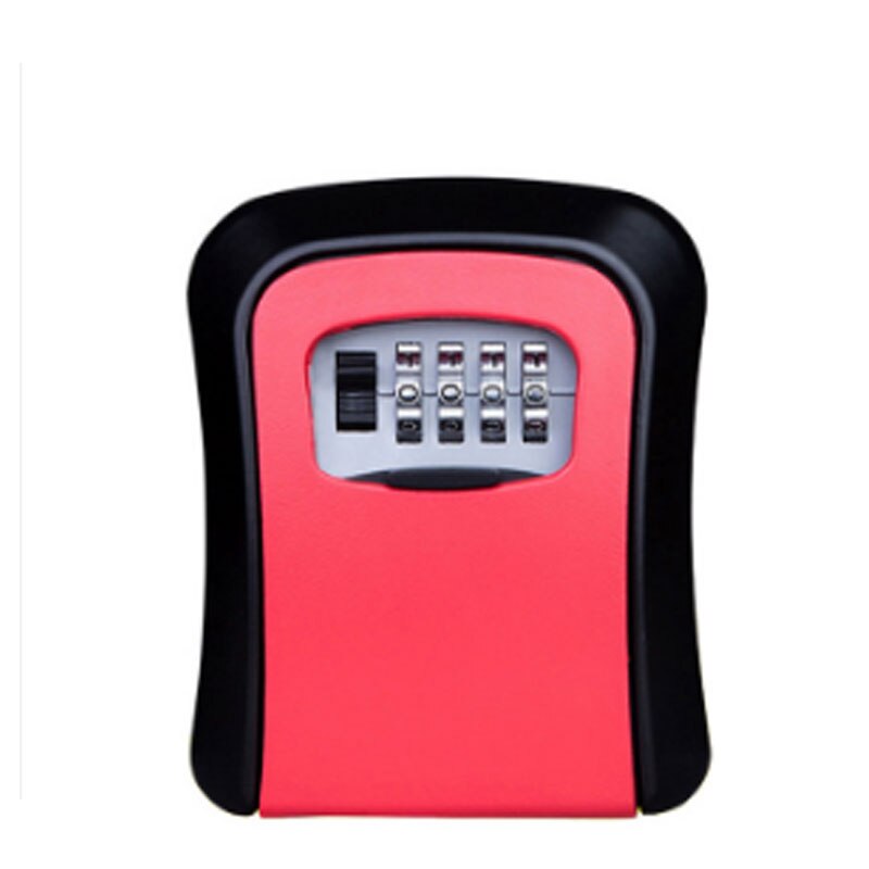 Metal key box key lock box wall-mounted key safe weatherproof combination box indoor and outdoor: RED