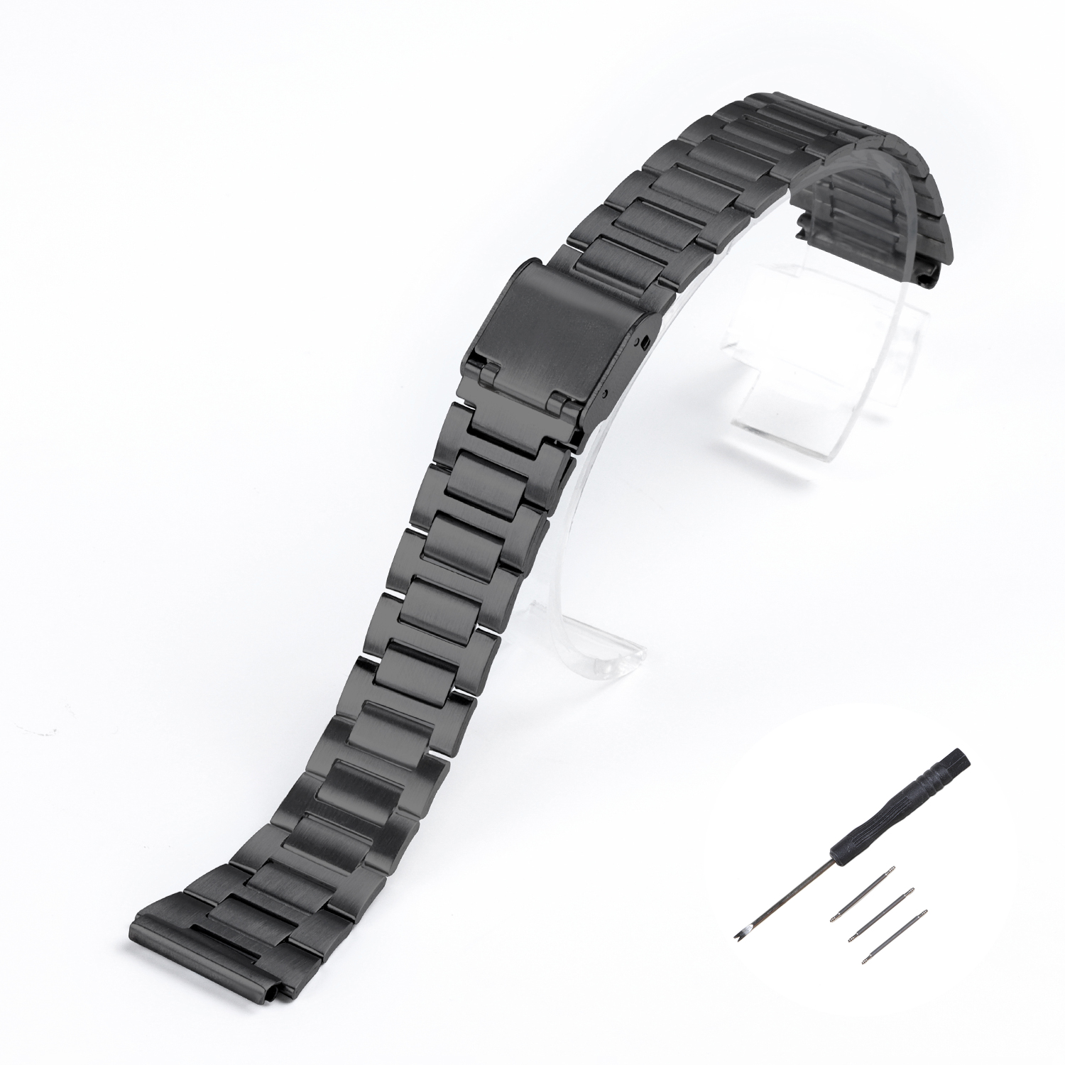 Horlogeband voor Casio F91W F84 F105 F108 A158 A168 AE1200 AE1300 18mm Metalen Armband Mannen Horloge Accessoires Vervanging: Red black