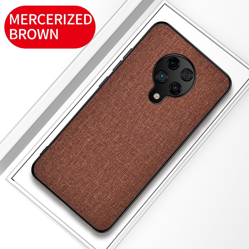 Voor Poco X3 Nfc Case Eenvoudige Doek Pu Soft Tpu Edge Shockproof Cover Voor Xiaomi Pocophone Poco X3 Nfc F2 pro Capa Case: For POCO F2 Pro / Brown