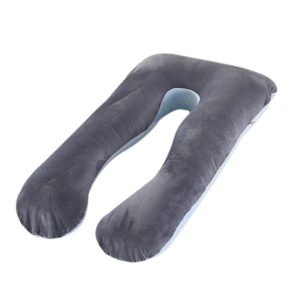 Almohadas grandes en forma de U para mujeres embarazadas, cojín de maternidad de algodón cómodo para el cuerpo, soporte para dormir de lado: F