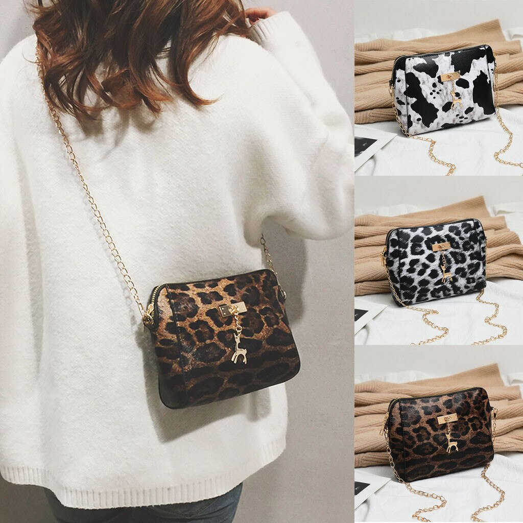 Frauen Leopard drucken Kitz Anhänger Hülse Schulter Tasche Leopard tasche taschen für frauen Umhängetasche taschen frauen #15