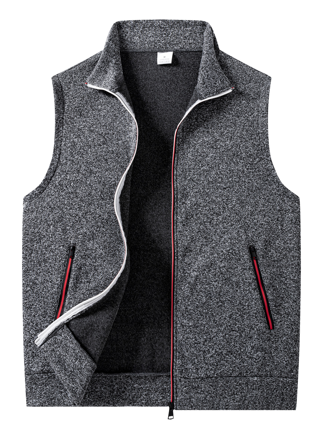 Abrigos sin mangas de otoño para hombre, chaqueta con cremallera de Color sólido, suéteres de cuello alto para exteriores, chaleco informal transpirable, Tops atléticos para hombre: XL / Gris oscuro