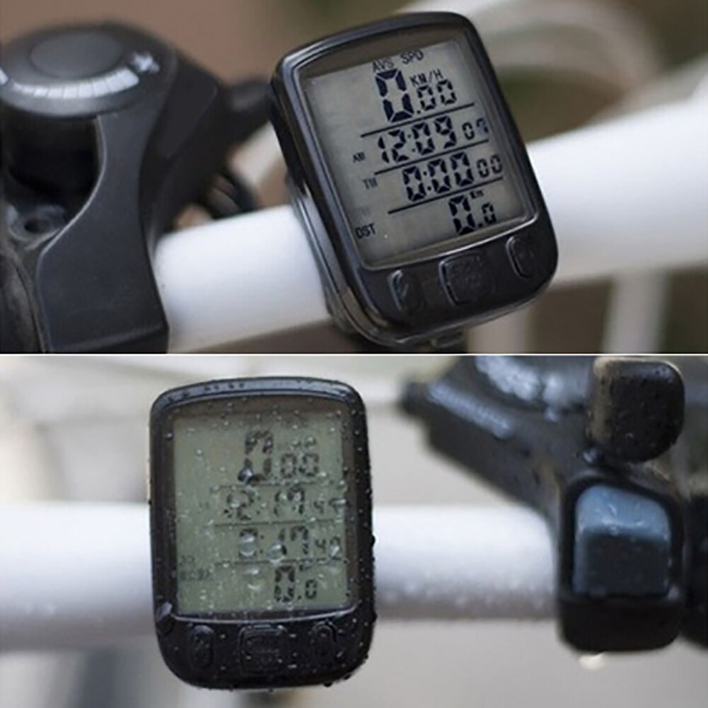 Bicycle Cycling Computer LCD Odometer Waterproof Backlight Bike Cycle Speedometer Waterproof Stopwatch Odometer Backlight Black