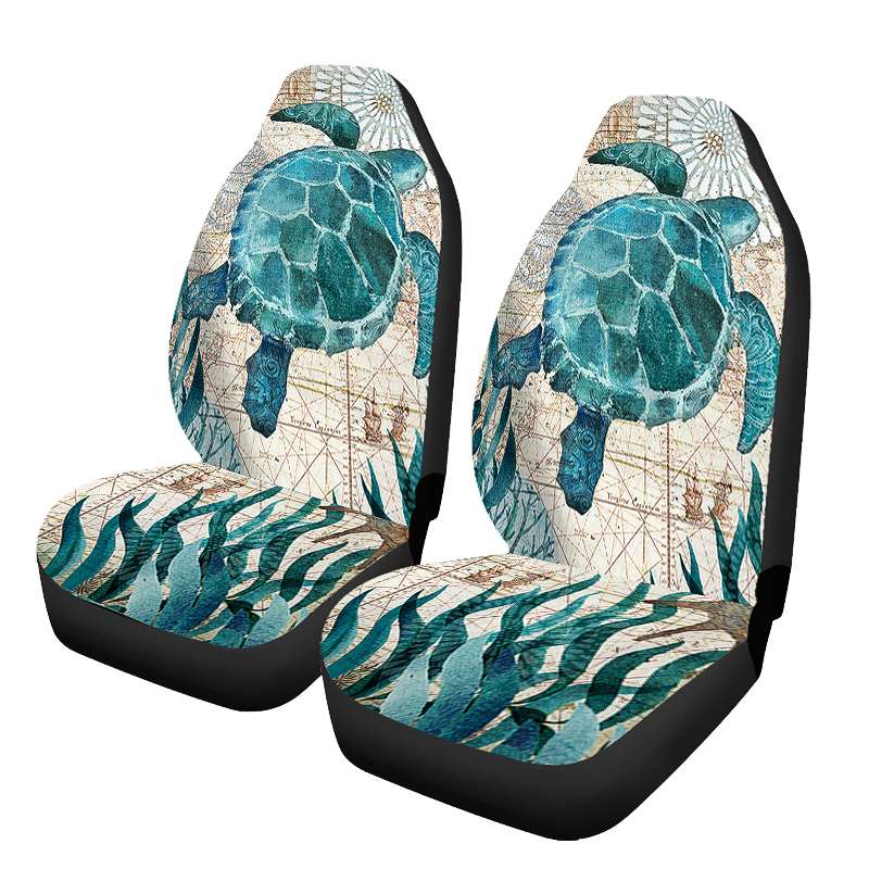 Universal 3D Animal Printing Front Car Seat Cover Protector for SUV Car Seat Protector Seat Cushion Full Cover For Most Car: 2pcs Tortoise