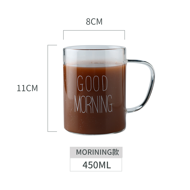 450ML Large Heat-resistant Borosilicate glass Mug Cup Beer Coffee Tea Milk Breakfast Mug Transparent Drink: Green