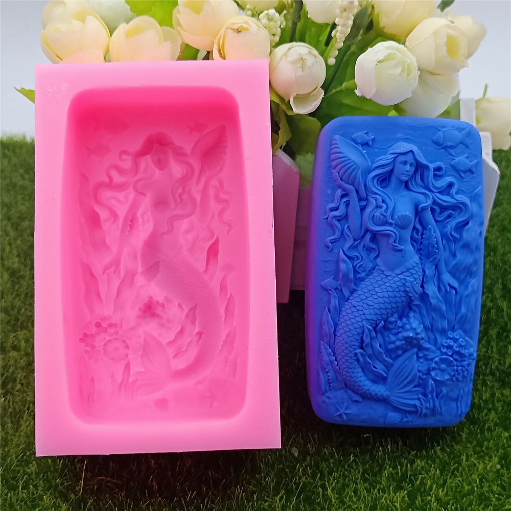 Mermaid Zeep Mal Zachte Siliconen Mal voor Bar Zeep Maken Chocolade Cake Hars Ambachtelijke Aromatherapie Gips Mallen