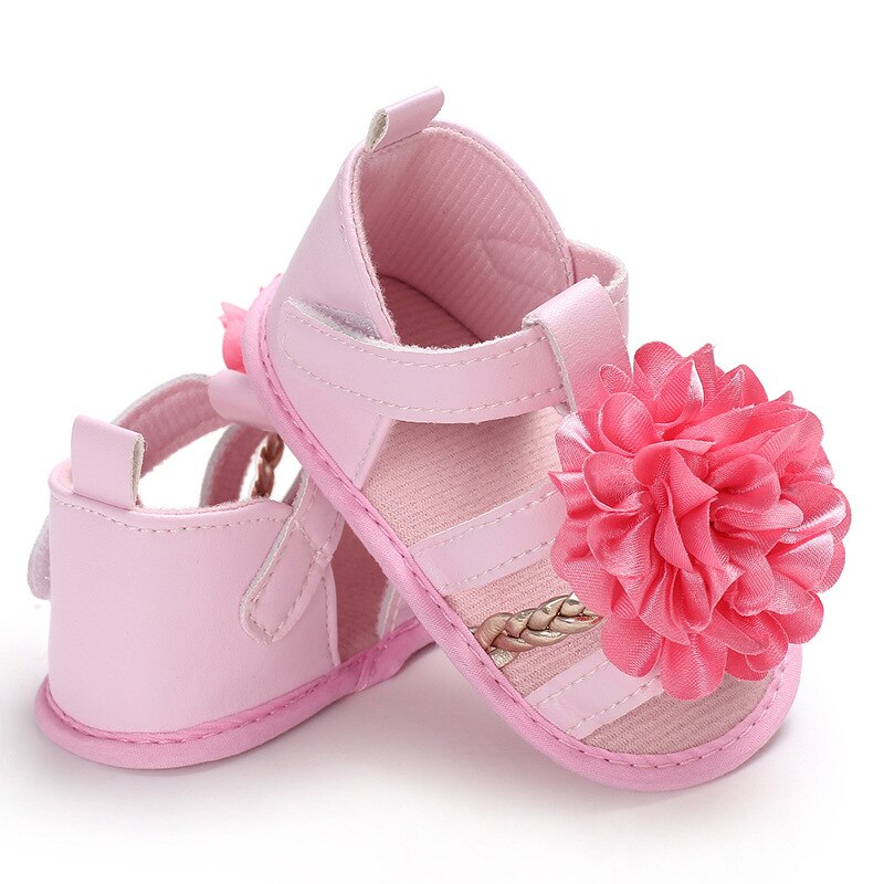 Baby Shoes Summer Girl Boy Sandals Toddler White Flower PU Anti-slip Infant Newborn Star Walking Shoes First Walker Baby