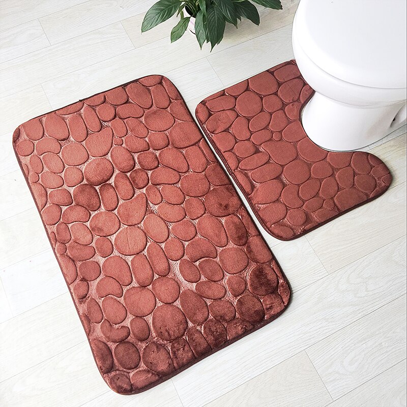 Zeegle Bathroom Mat Set Microfiber Carpet For Bathroom Toilet Lid Cover Bath Mat for Home Decoration Absorbent Bathroom Rugs Set: J-2pcs
