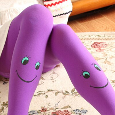 Collants d&#39;automne à motif Smiley pour filles de 3 à 8 ans, pantalons imprimés Smiley, 11 couleurs, 904970: purple