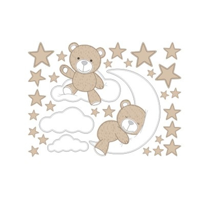 Leuke Maan Sterren Beer Muurstickers Voor Kids Babykamer Home Nursery Art Decoratieve Sticker Kinderen Slaapkamer Decals Muurschilderingen Muraux