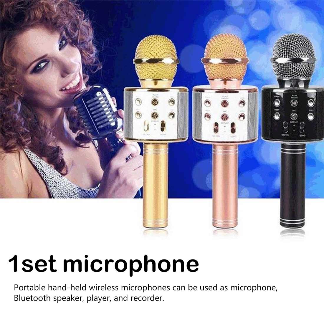 Bluetooth Wireless Microphone Speaker Handheld Microphone Karaoke Mic Music Player Singing Recorder Wireless mic