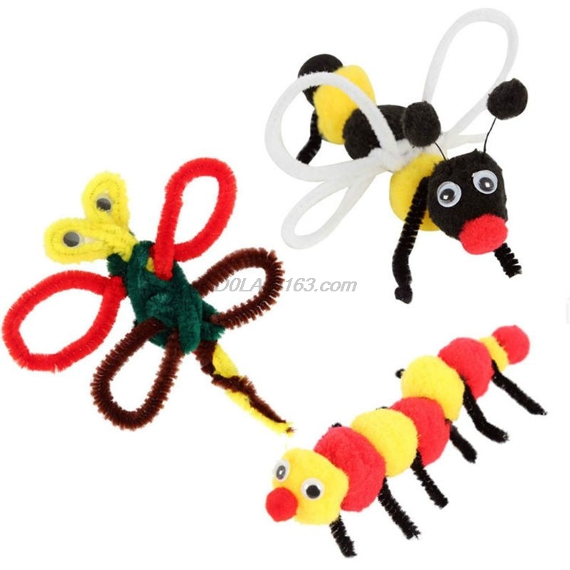 500pcs DIY Activities Pipe Cleaners Ornament Making School Projects Googly Eyes Chenille Kids Art Pompoms Craft Supplies Set