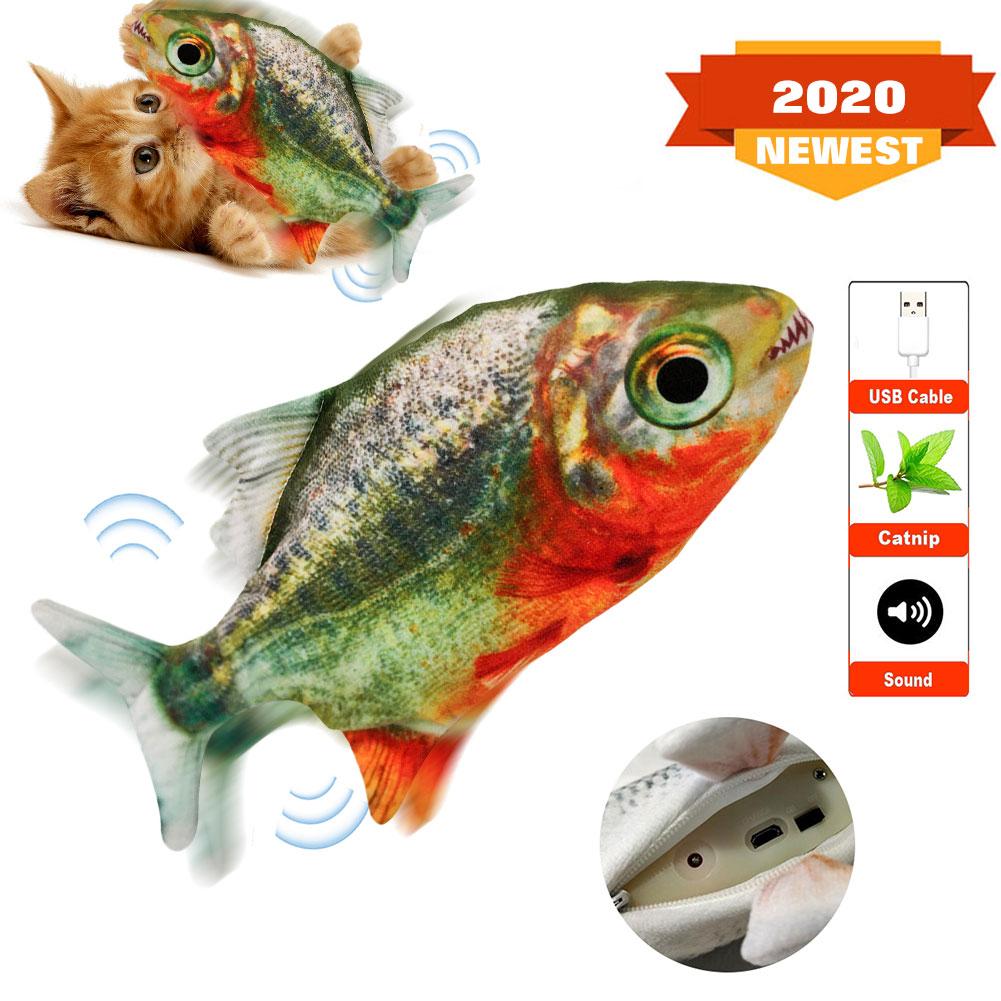 Electric Moving Fish Cat Realistic Plush Simulation Electric Wagging Fish Cat Toy Catnip Kicker Toys Funny Interactive Pets Pill: 4