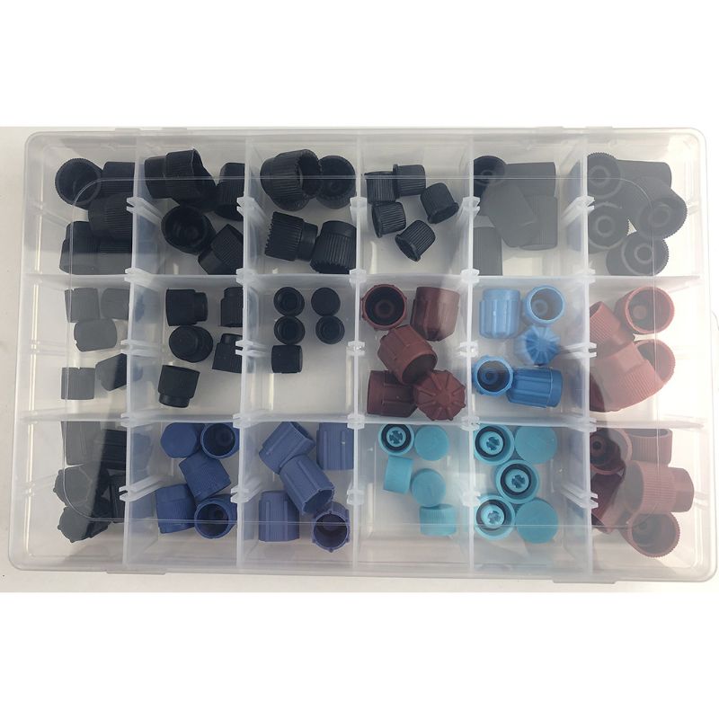 90pcs High Low Side Valve Core Service Port Dust Cap Replacement Car Air Conditioning Repair Parts Set