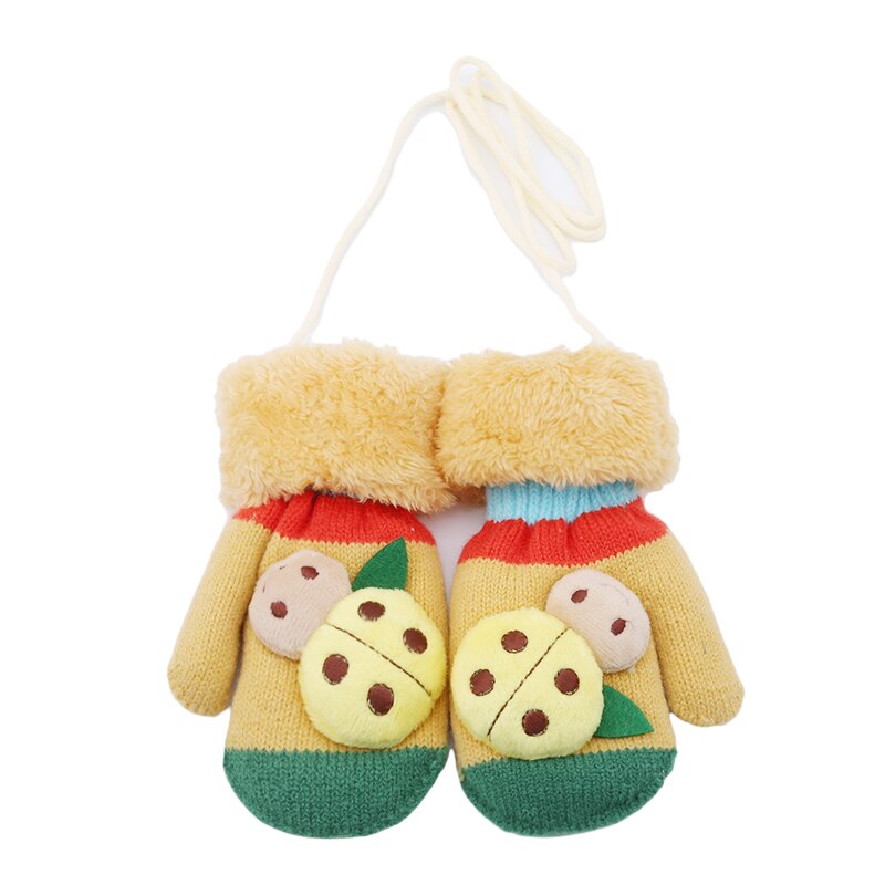 Animale del fumetto Guanti di Inverno Del bambino Bambini Addensare Guanti Caldi Carino Coccinella Lavorato A Maglia Delle Ragazze Dei Ragazzi Guanti Per 4-7 Anni