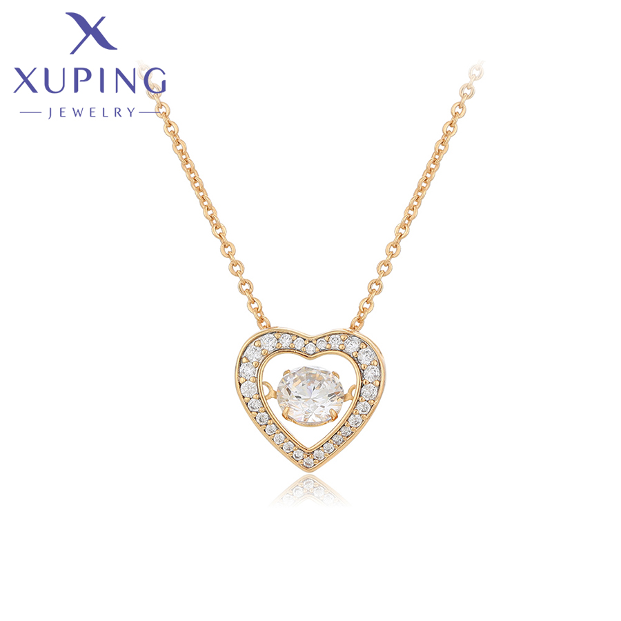 Xuping bijoux charme pierre coeur romantique pendentif collier de couleur or femmes exquis saint valentin X 000876024: Couleur or