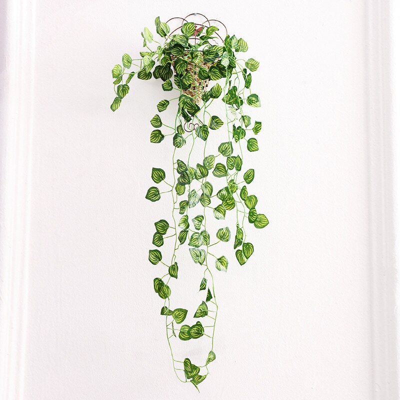 Parveke parvi sisustus vihreä retiisi kasvi rypäleen muratti muovilehti keinotekoinen kukka seinä riippuva rottinki viiniköynnöksen seppele diy koristelu seppele: Vesimeloni