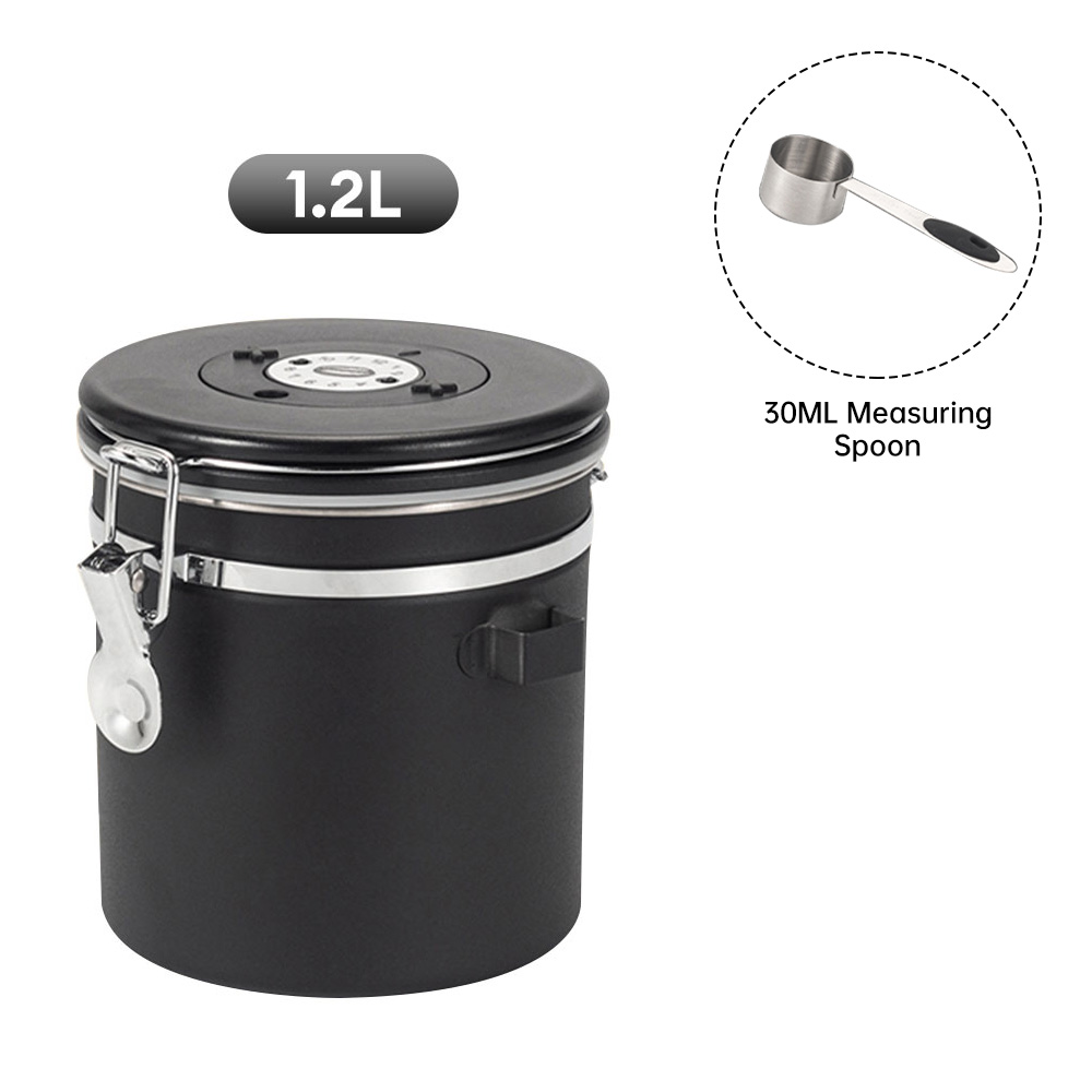 1.2/1.5/1,8 l Edelstahl-Kaffeebohnen dose Kaffee behälter mit großer Kapazität Versiegelung Kaffee füllung Lebensmittel lagerung enthalten: Licht Grau