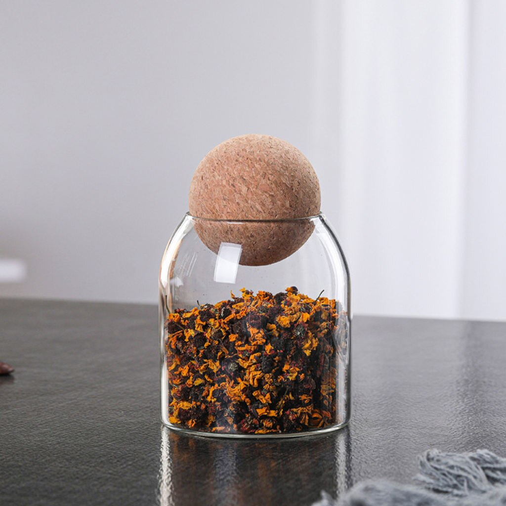 Kitchen Clear See-through Cork Glass Bottle Storage Sealing Jar Food Candy Coffee Bean Jar: 500ml