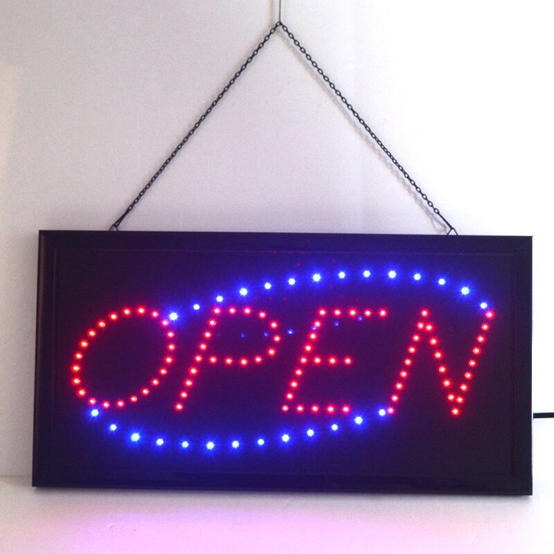 19 " x10 " led åben butiksskilt neon udstillingsvindue hængende lys, led skilt belyst skilt