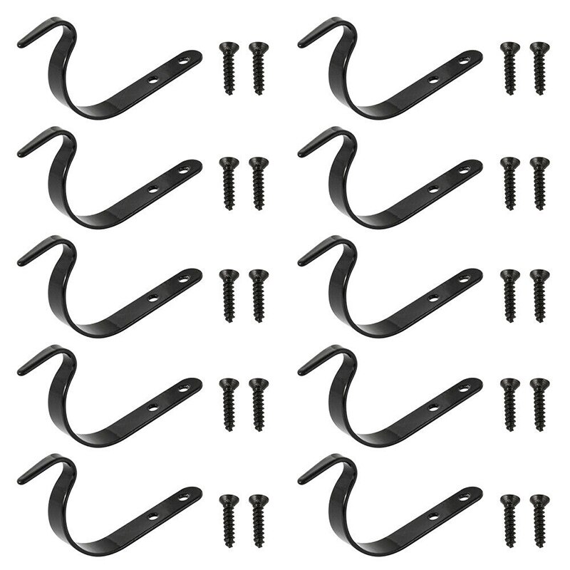 1/4/10pcs Hanging Basket Brackets Metal Strong Outdoor Wall Garden Hook Black AC889