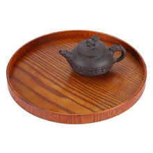 Plateau de service rond en bois naturel | Plateau en bois, thé serveur d'aliments, plats plateau de boisson d'eau, outils de cuisine