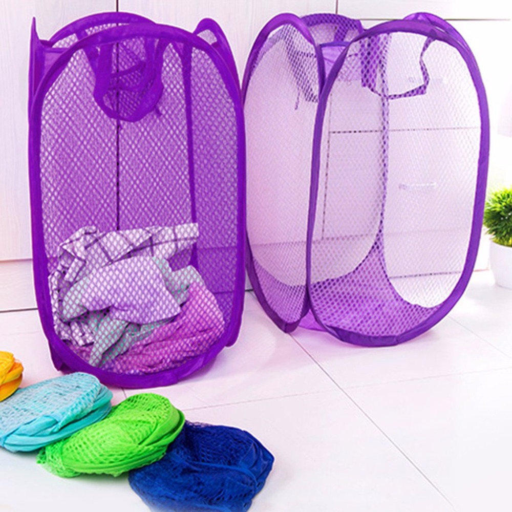 Opvouwbare Praktische Pop Up Wassen Kleding Wasmand Effen Kleur Mesh Vuile Kleren Opslag Mand Tas Voor Huishoudelijk Gebruik