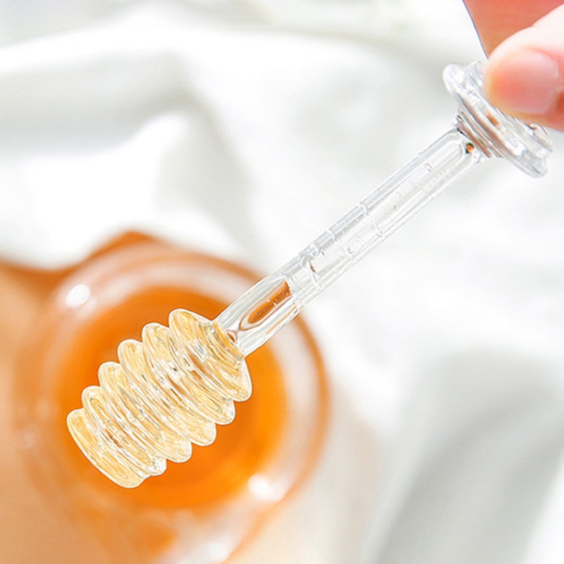 Honey Jar With Dipper And Lid Glass Beehive Honey Pot For Home Kitchen, 9 Ounce, Clear Household Storage Box