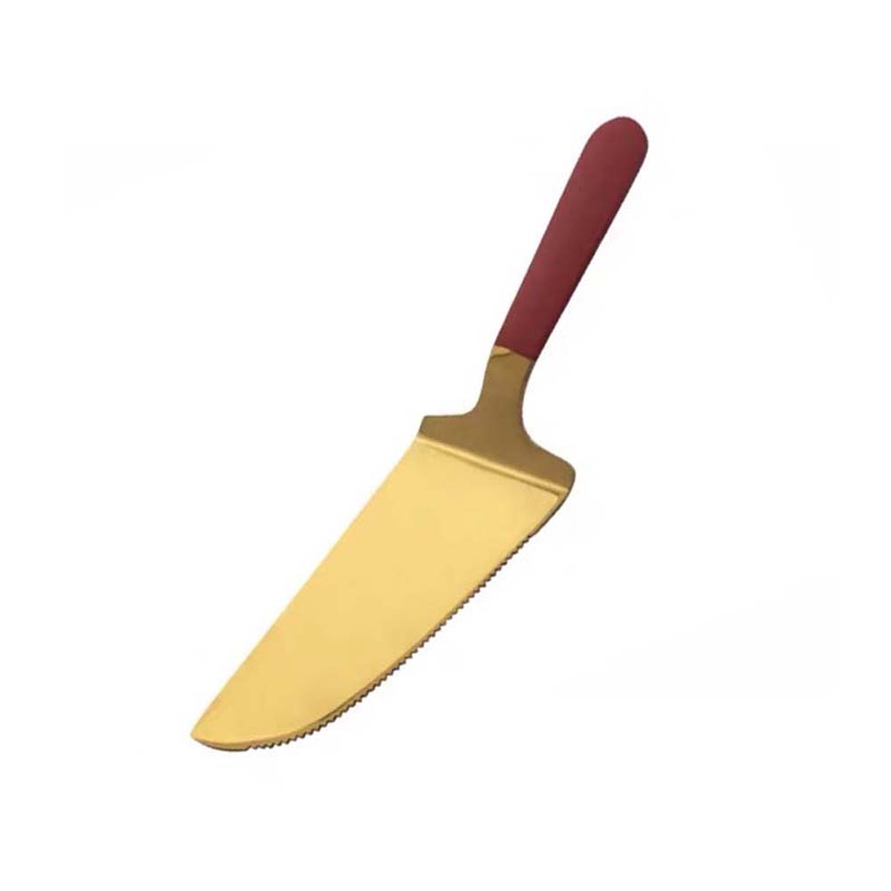 Toothed Cake Shovel Edge Cake Blade Cutter Pie Pizza Shovel Cake Spatula Ice Cream Dessert Cutter Food Kitchen Baking Tools: red