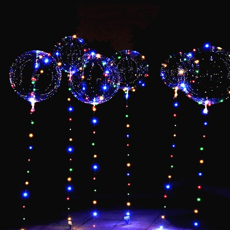 Globo de helio transparente con luces LED, globo de burbuja brillante con cadena para decoración de fiestas, cumpleaños y bodas, paquete de 10 unidades