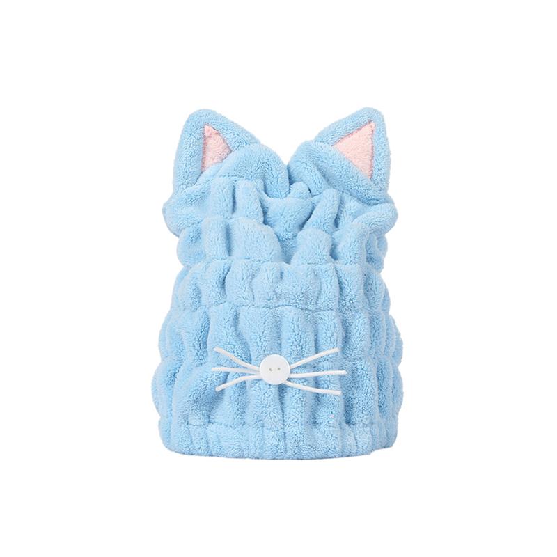 Kat Oor Haardrooginrichtingen Handdoeken Coral Fluwelen Na Douche Haardrooginrichtingen Wrap Wateropname Lady 'S Handdoek Snel Droog Haar Hoed hoofd Wrap