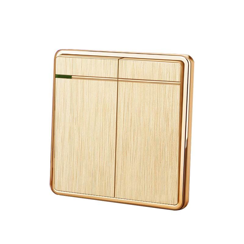 Luxury Brushed Wall Switch 1/2/3/4 Gang 2 Way Champagne Gold Switch PC Panel Interruptor Push Button Switch 10A Household Tool