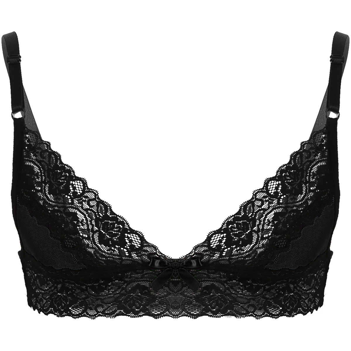 Sexy Mannelijke Mannen Exotische Beha Sissy Gay Ondergoed Gladde Stof Kant Draad-Gratis Beha Top Verstelbare Schouderbanden Sissy gay Mannelijke Beha: Black / XL