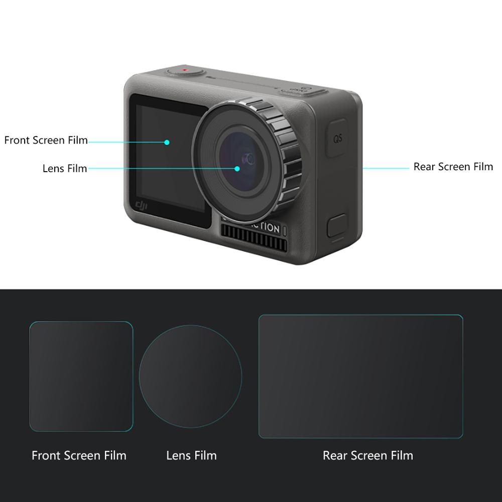 PULUZ Lens +Front and Back LCD Display Tempered Glass Film for DJI Osmo Action Protective Film Screen Action Sport Camera Access