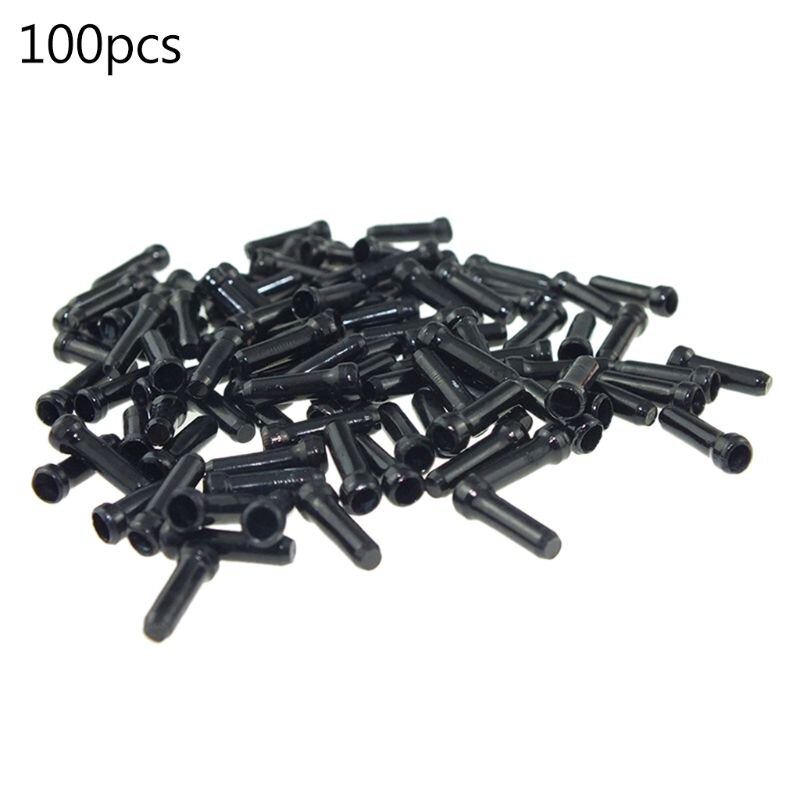 100pcs Aluminum Bicycle Brake Wire End Cap MTB Road Bike Brake Cable Cap End Tips Crimp Cycling Accessories: Black
