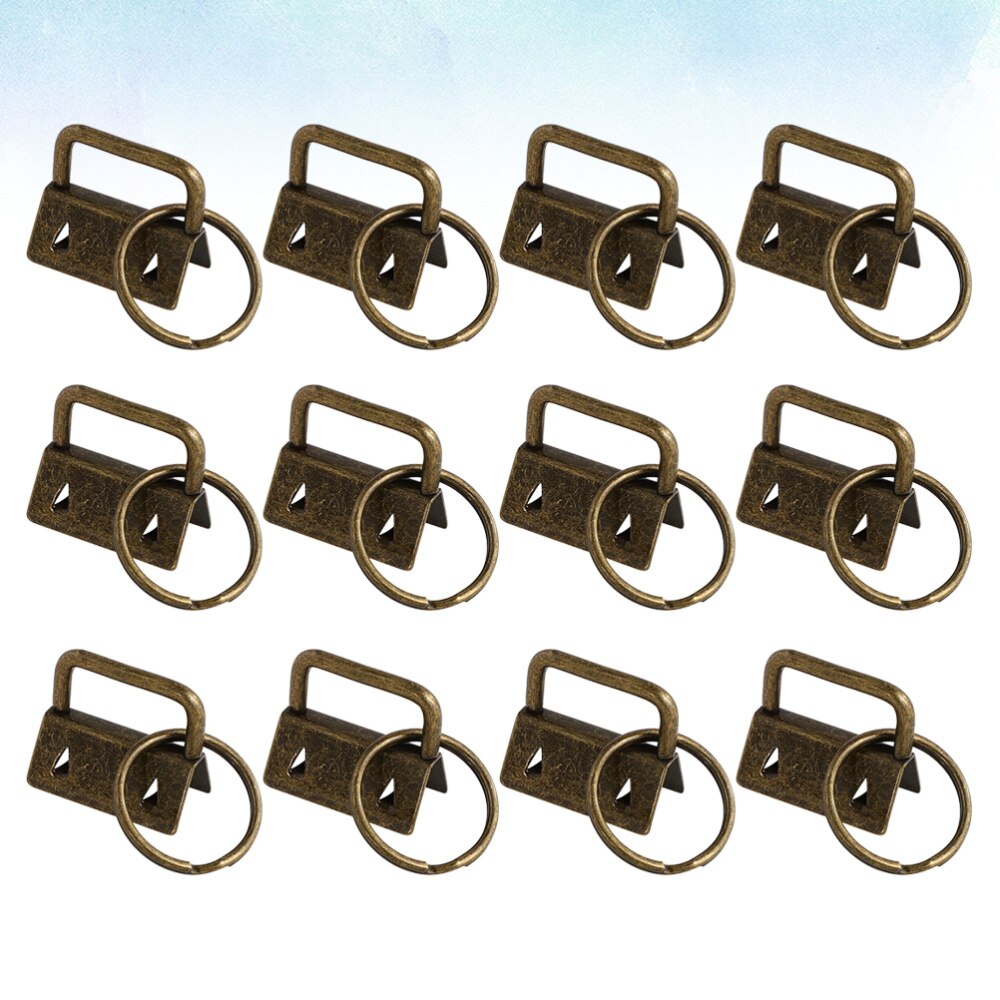 50Pcs DIY Fabric Hardware Key Chain Fob Wristlet Hardware with Key Ring for Lanyard Luggage Strap Accessories（25mm, Silver)