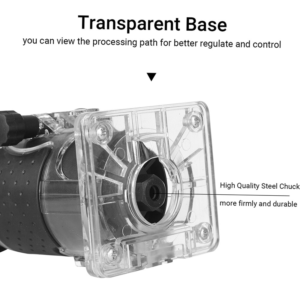 800W 30000r/min Multifunctional Electric Wood Trimmer Wood Router Laminate Trimmer Slotting Trimming Machine
