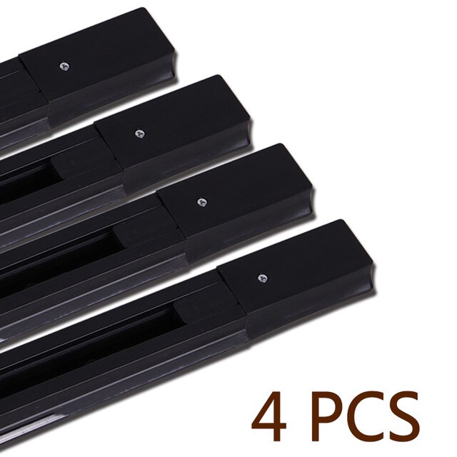 4 stuks LED track rail 2 Draad Universele Rail Connector Voor Moderne Lamp 0.5M dikke aluminium spoor licht LED spotlight rails: 4 rail black