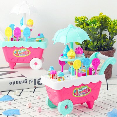 Licht Muziek Kinderen Ijs Snoep Trolley 19 Delige Set Mini Trolley Meisje Speelhuis Speelgoed Cadeau Voor Jongen Meisje baby Kerst