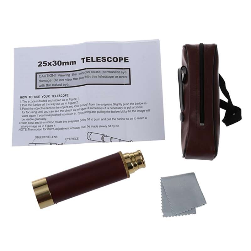 Pocket Telescoop Messing 25X30 Verrekijker Monoculaire Telescoop Hand Telescoop In Goud