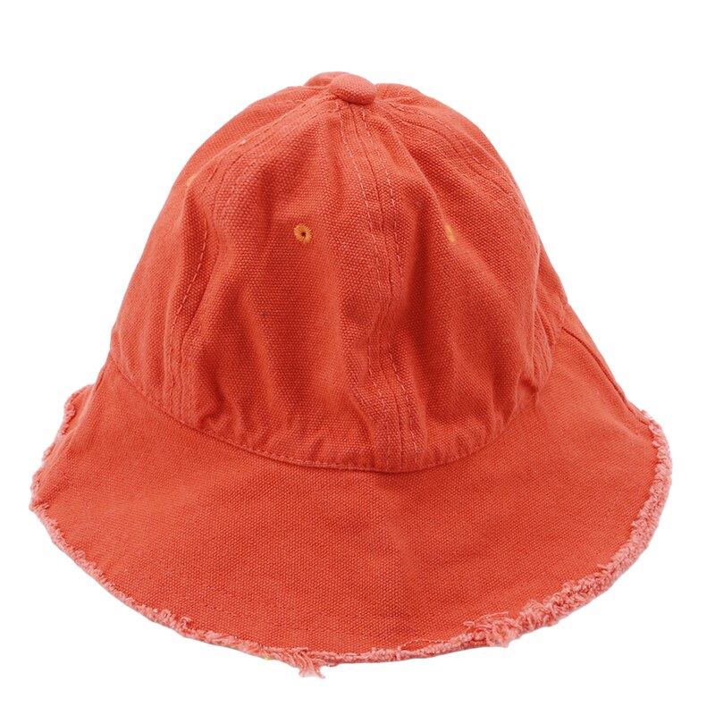 Ensfarvet harajuku spand hat børn udendørs strand sol hat sort gul panama fiskeri fisker hat: Orange